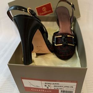 Burgundy Leopard Print Slings, Cole Haan, Leather